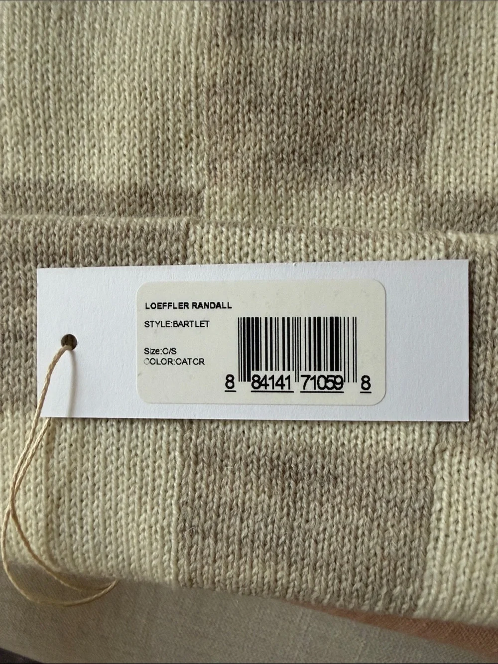 Loeffler Randall Cream and Taupe Ribbed Knit Beanie